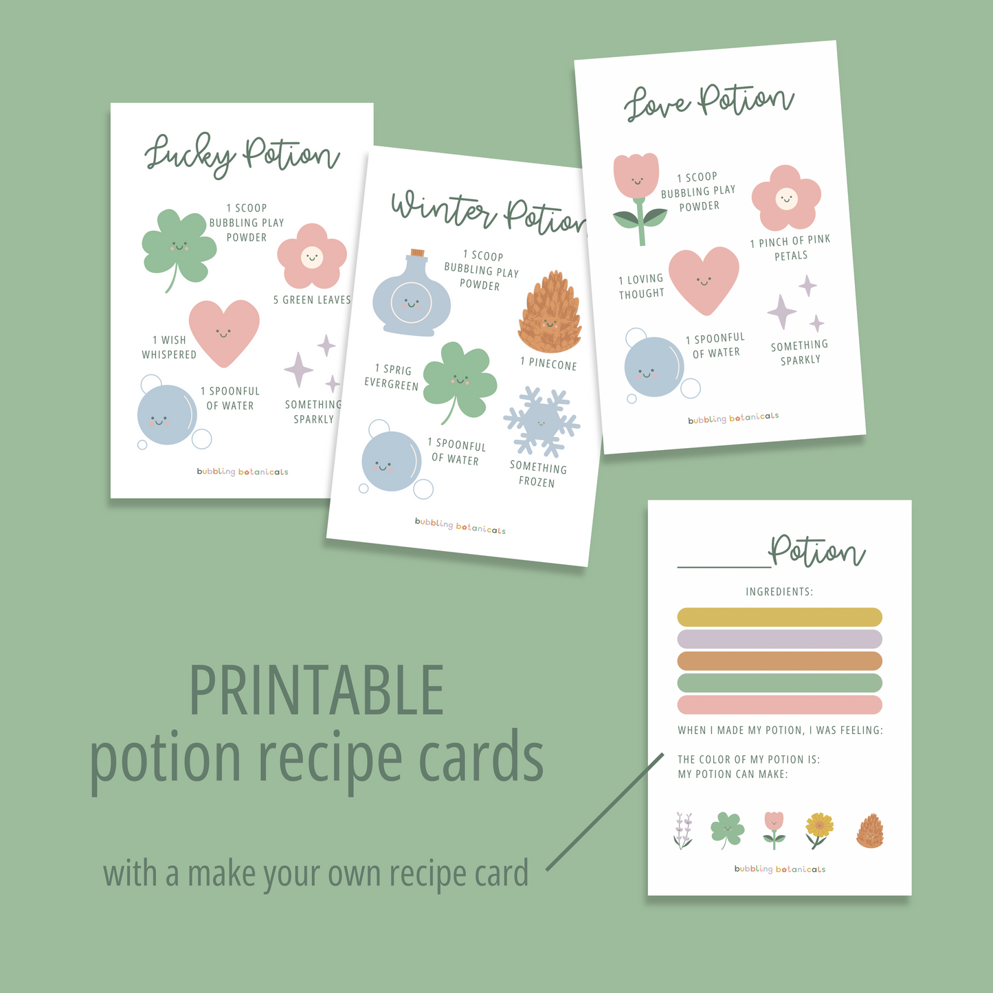 Potion Play Recipe Cards Printable