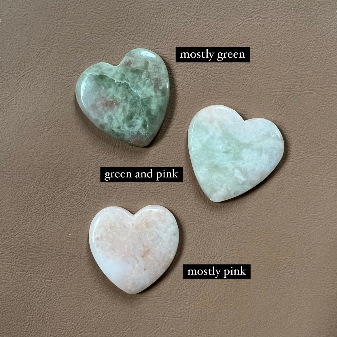 Green and Pink, Flat-Back Heart gemstone